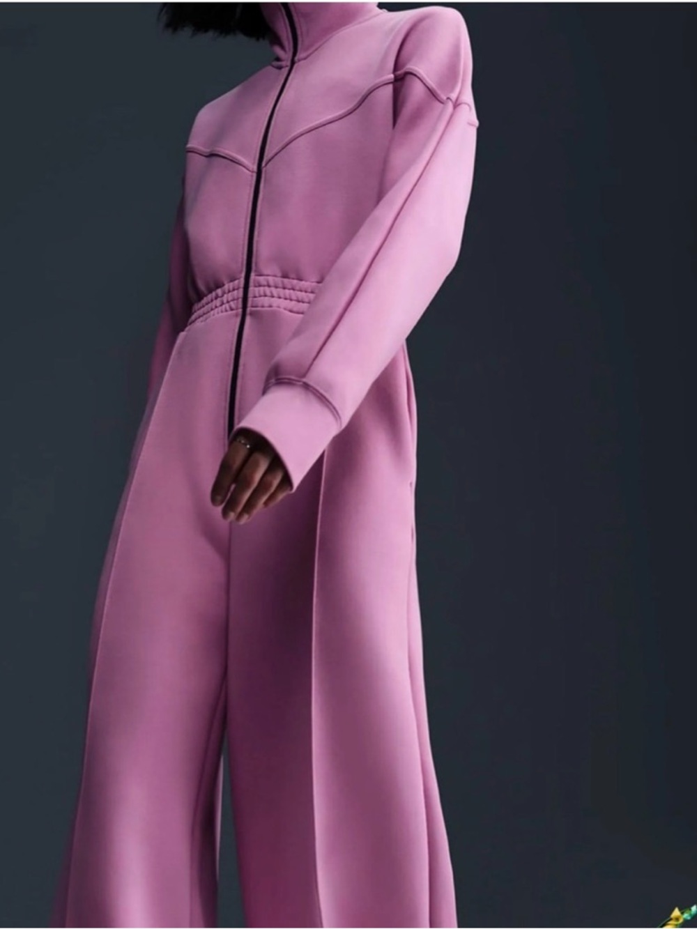 Women's Pink Wide-Leg Jumpsuit with Front Zip